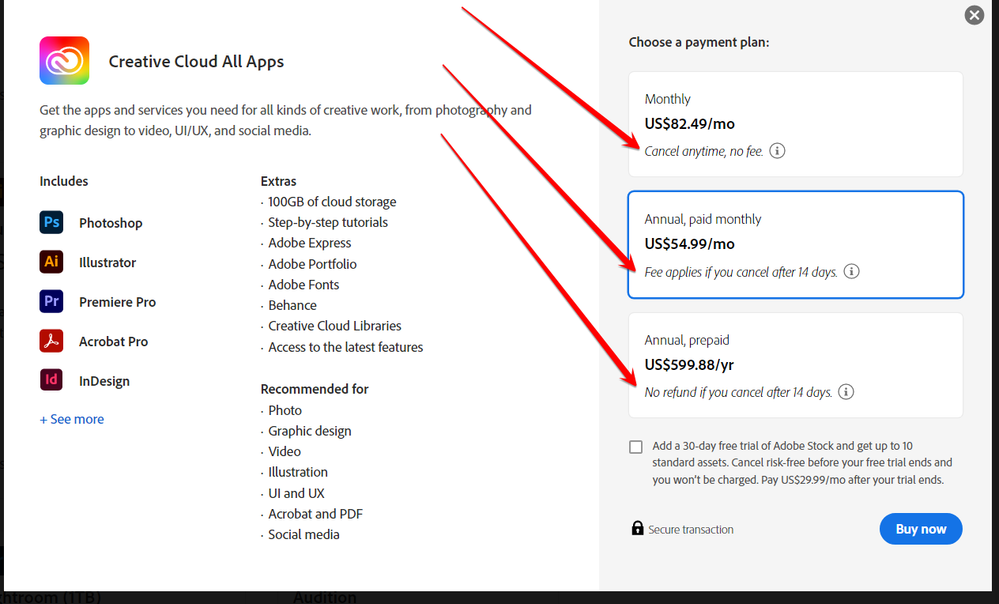 Solved: Adobe Monthly Billing With A Yearly Plan - My Stor... - Adobe ...