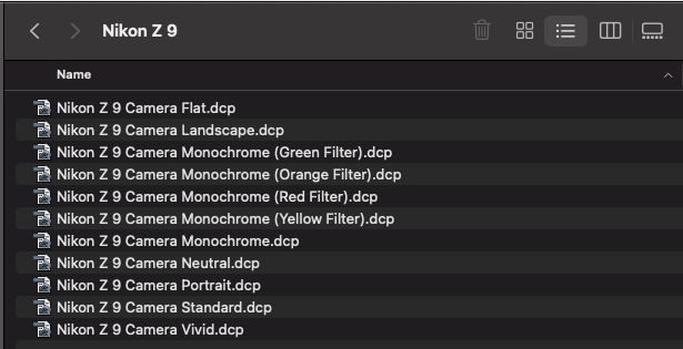 z9 - camera matching profiles.png