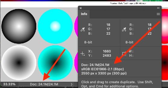 Info Palette and Doc info