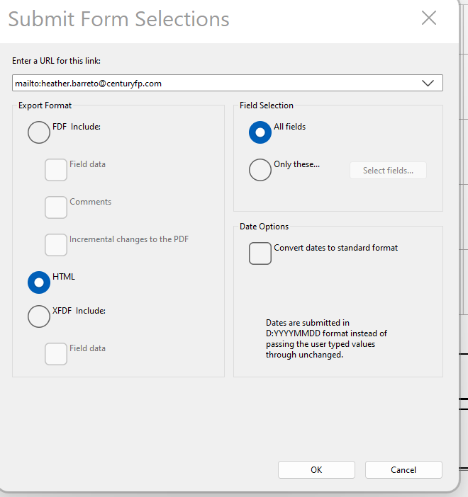 Fillable Form - Submit Button Won't Work - Adobe Community - 9265540