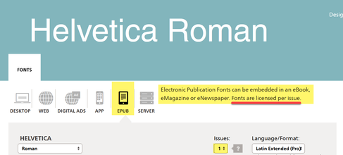 Digital publication font license, COST PER WEIGHT.