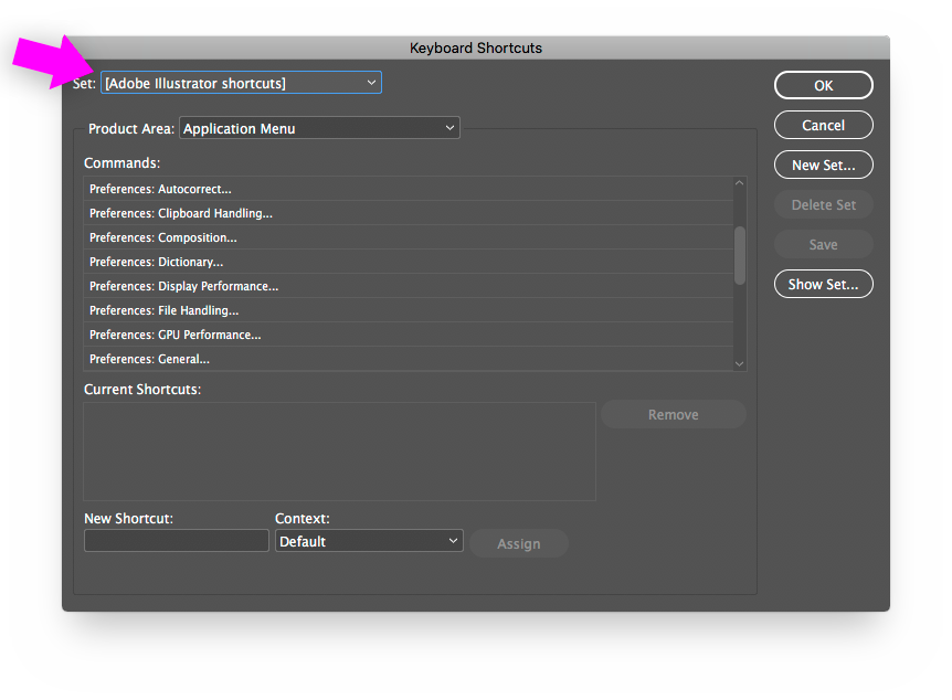 INDD Keyboard Shortcuts set to Adobe Illustrator shortcuts