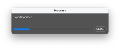 Exporting video progress window in Photoshop