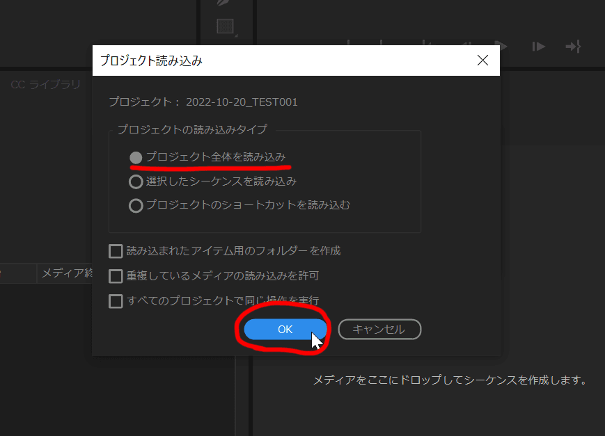 問題のプロジェクトを選択して、プロジェクト全体を読み込む