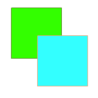 blue square over green square