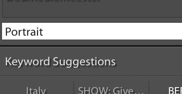 When I type in "Portrait" nothing is offered as an option however it IS in my keywords list