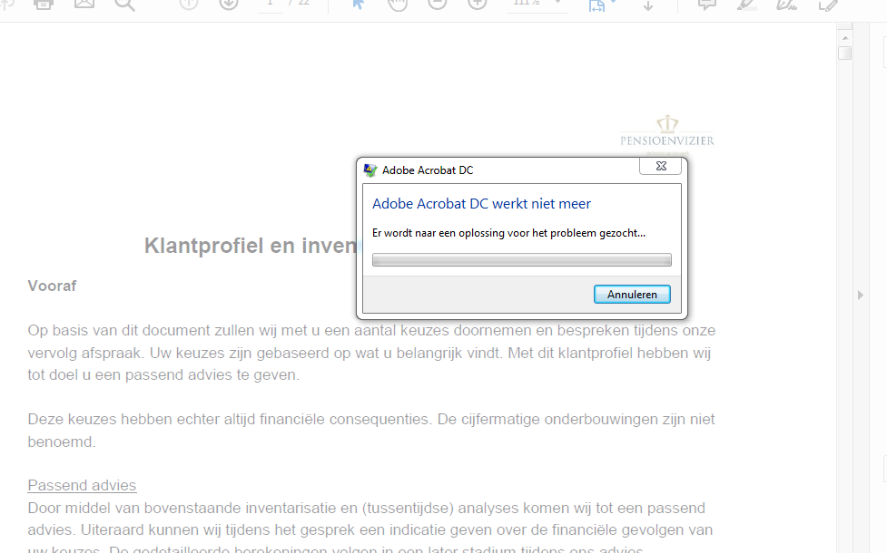 Adobe acrobat werk niet , zoeken naar oplossingen.PNG