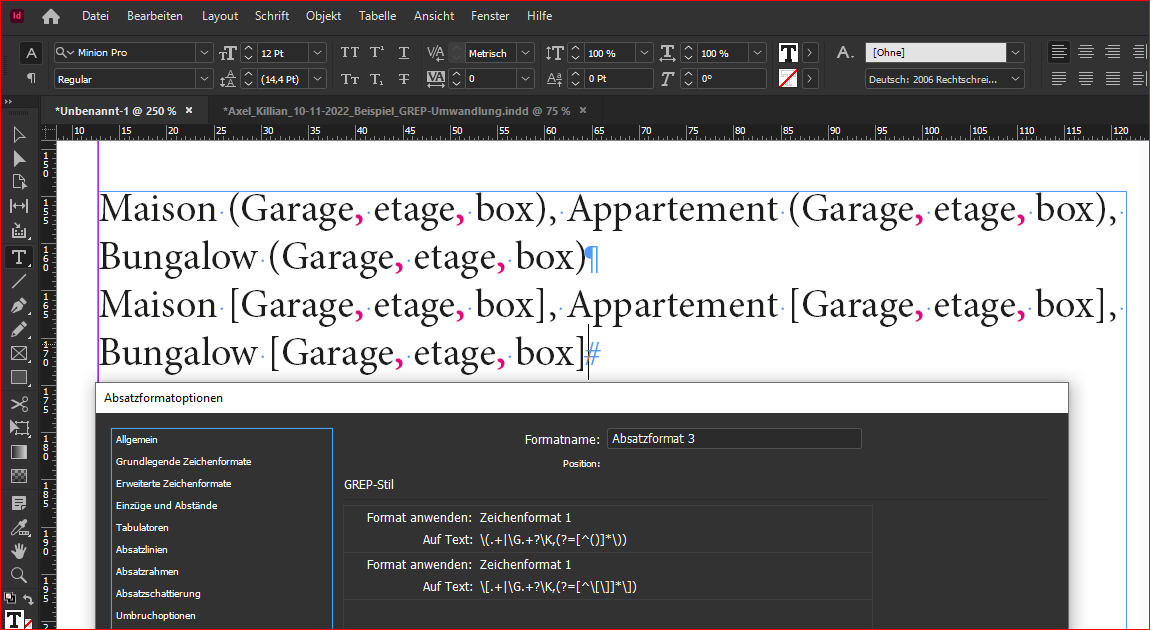 Solved [GREP] Help find punctuations between brackets Adobe Support