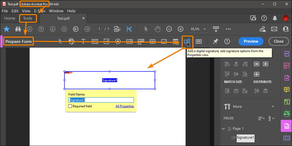 Re: How to insert a signature field that requires  - Adobe 