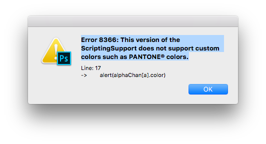 PS 2018cc shows error about not being supported by script