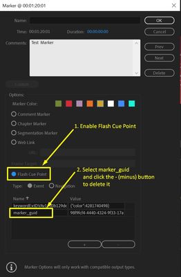 Enable Flash Cue Point & delete marker_guid