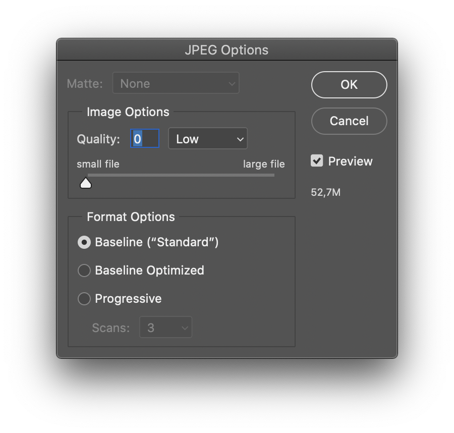 in adobe photoshop save an image in jpg format