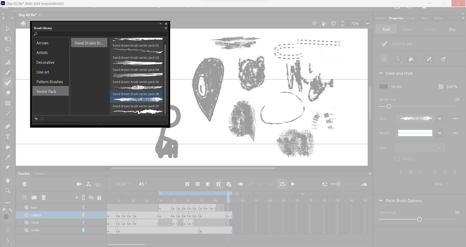Solved When I use a brush from brush library, Animate doe... Adobe