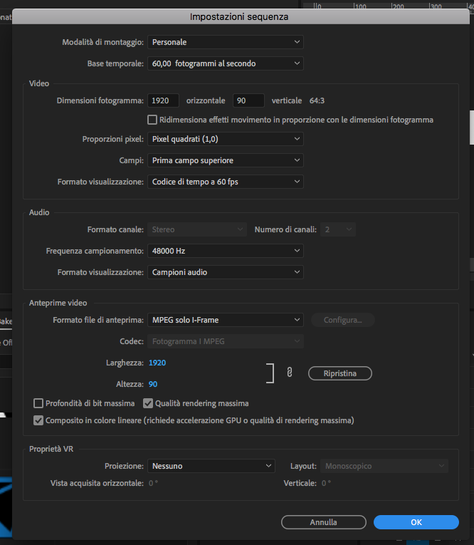 My sequence settings