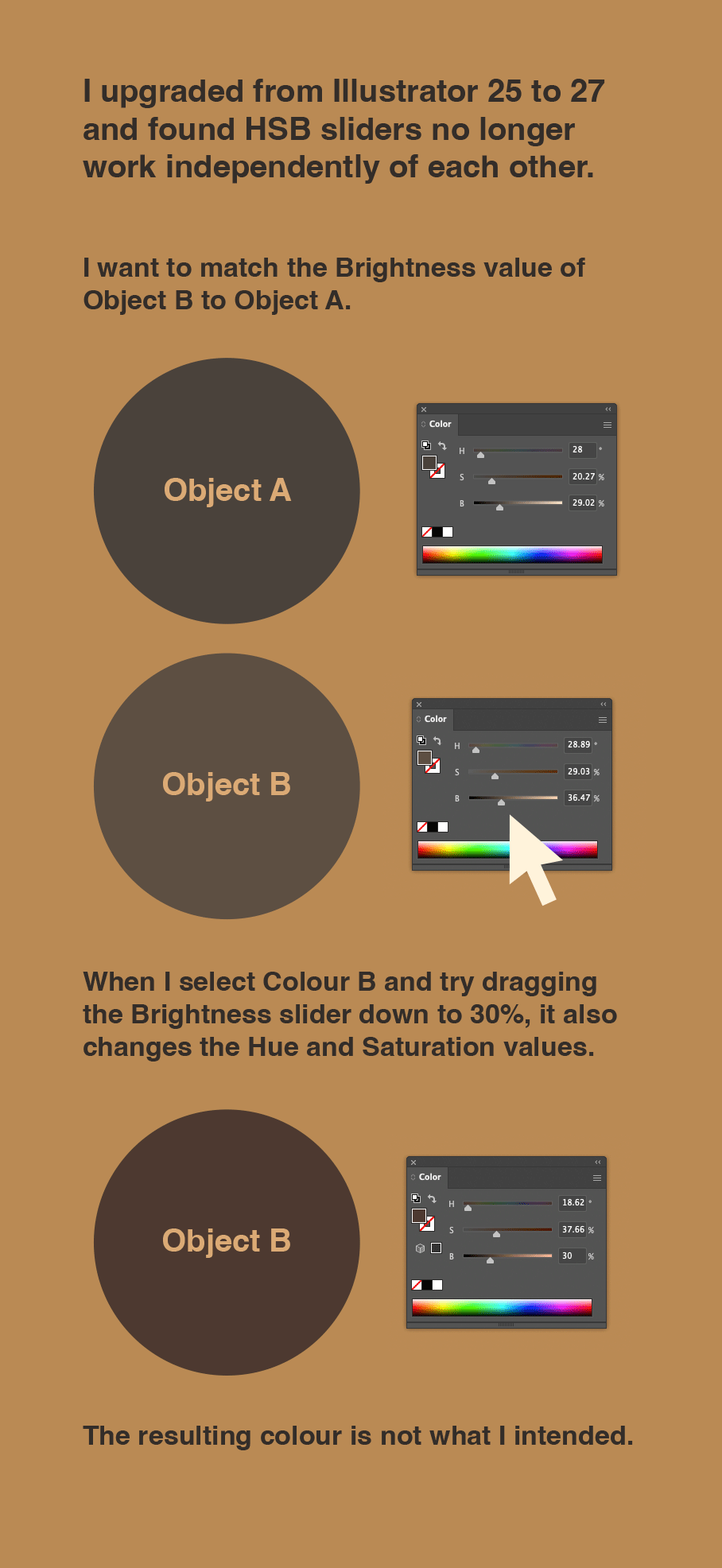 Hue, Saturation, Brightness sliders no longer work... - Adobe Product ...