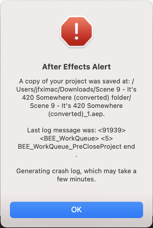 After Effects Alert - After Effects Crashing When ... - Adobe Community ...