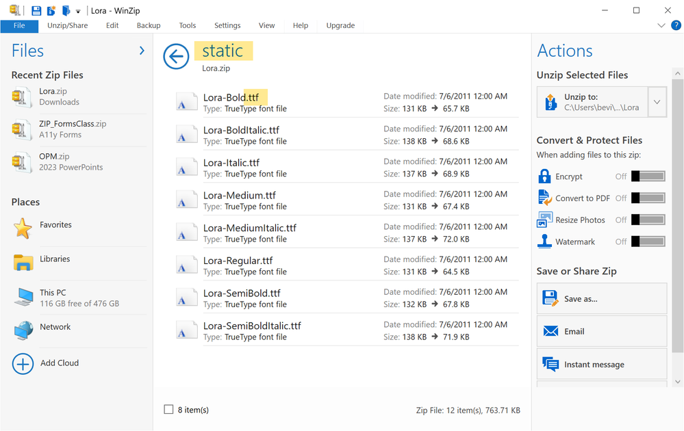Static versions in the downloaded ZIP.