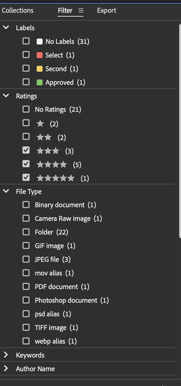 Rating/label filter not working Adobe Community 13623754
