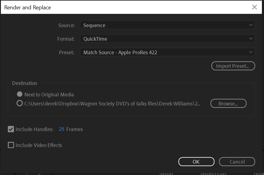 Adobe Premiere Pro Render & Replace settings using QuickTime.PNG