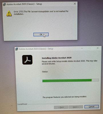 Re: &ldquo;Error 2753. The File acroservice.exe is not m - Adobe 