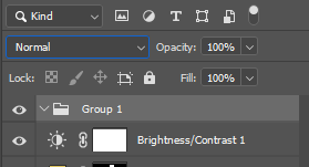 brightness/contrast layer in group is affecting en... - Adobe Support ...