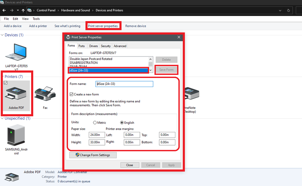 CONFIGURE DIMESNSION VIA PRINT SERVER ON WINDOWS