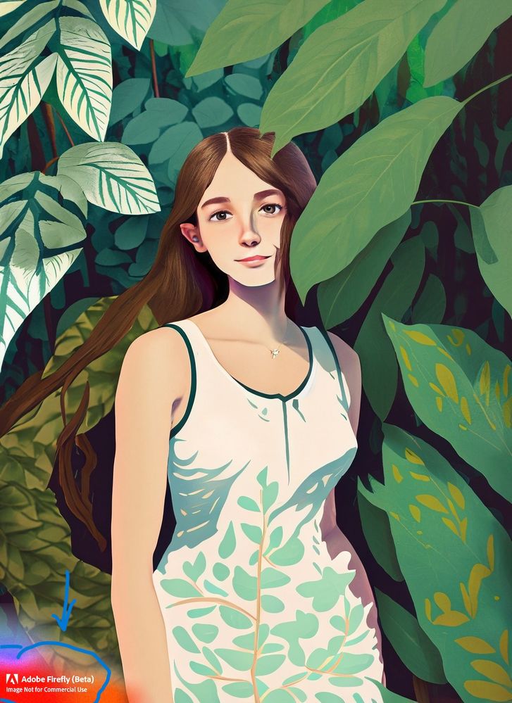 Firefly_portrait+of beautiful young girl in dense forest standing in between large leafs_art,flat_colors_59691.jpg