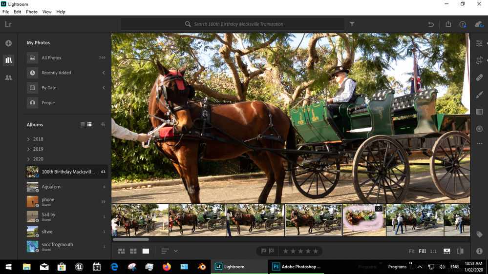 Lightroom now shows the edit as a stacked number