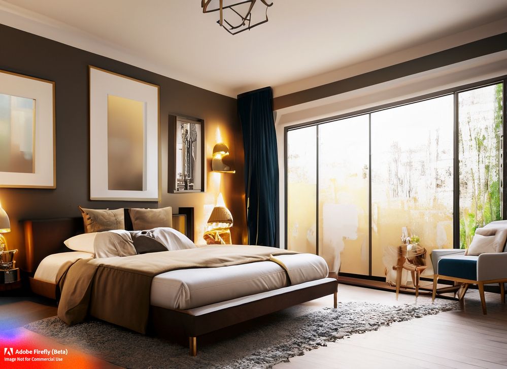 Firefly_beautiful+interior design master bedroom with modern furniture, modern paintings decorating the walls_golden_hour,warm_colors_3935.jpg