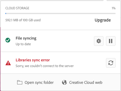 adobe creative cloud libraries sync error