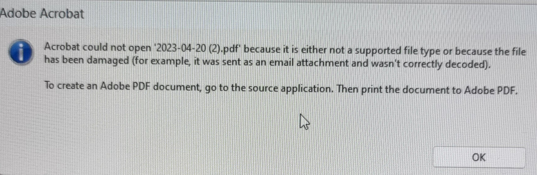 Forged Error Message - Adobe Community - 13758380