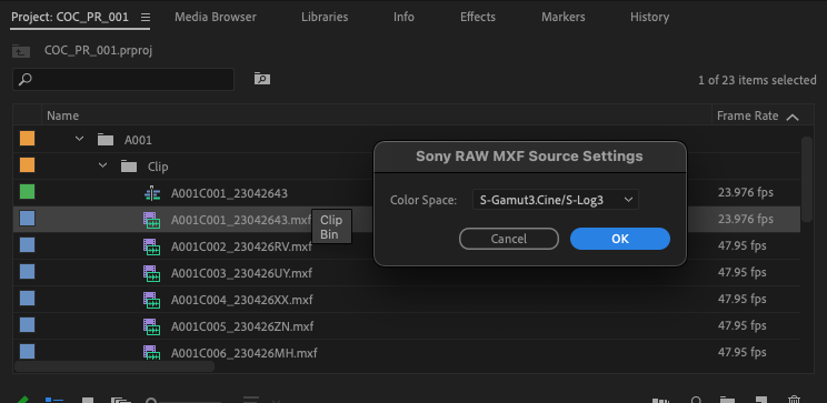 adobe premiere color space transform