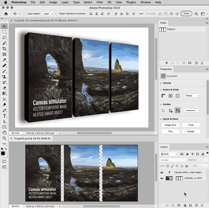 Photoshop canvas mockup faux 3D.gif