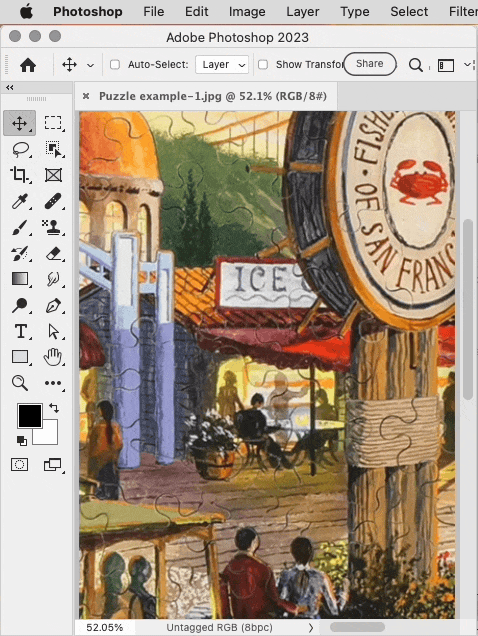 Photoshop Object Selection on jigsaw puzzle.gif