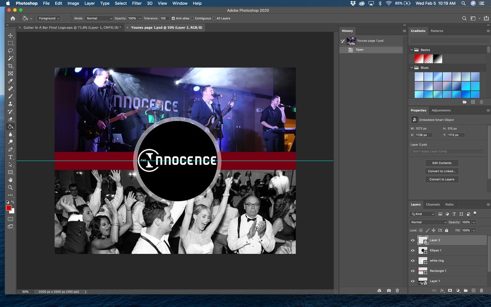 Photoshop window size adjusted.  2nd project displayed