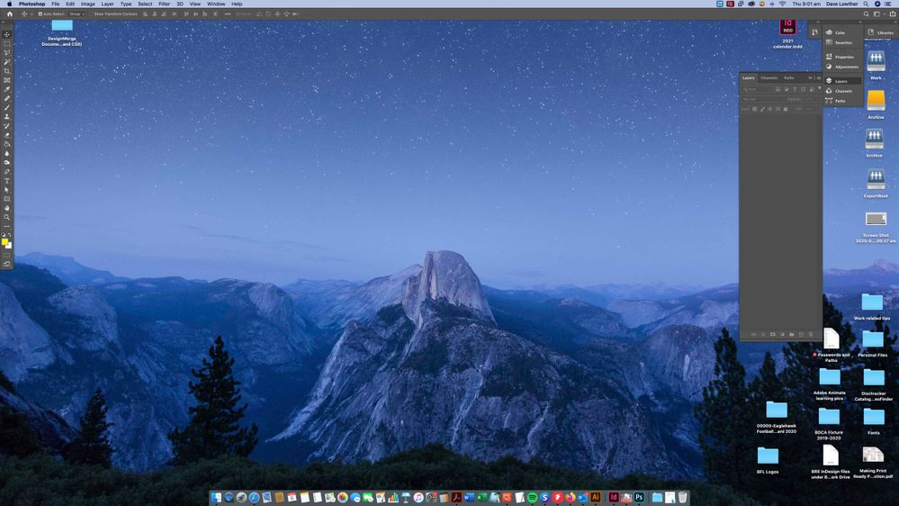 Want it to look like this example where Photoshop is open with no documents showing and you can still see the desktop