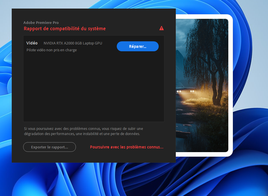 Pilote vidéo non pris en charge Adobe Community 13807271