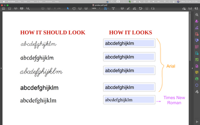 Specific font in fillable PDF form - Adobe Community - 13858037