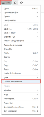 Disable new Acrobat interface.