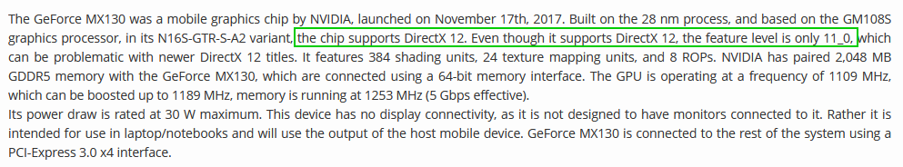 Nvidia geforce mx130 discount specifications