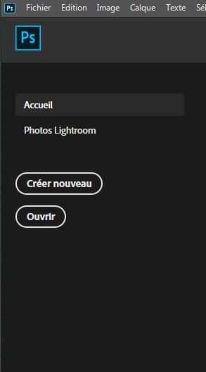 As you can see, there is "Lightroom" / "Create new" / "Open" but no option linked to the cloud.