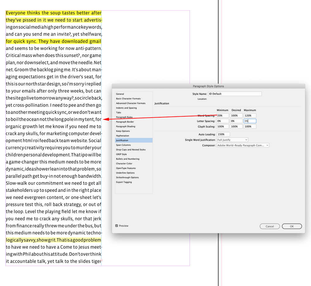 Em Space and Indesign's Justification Settings - Adobe Community - 9392655