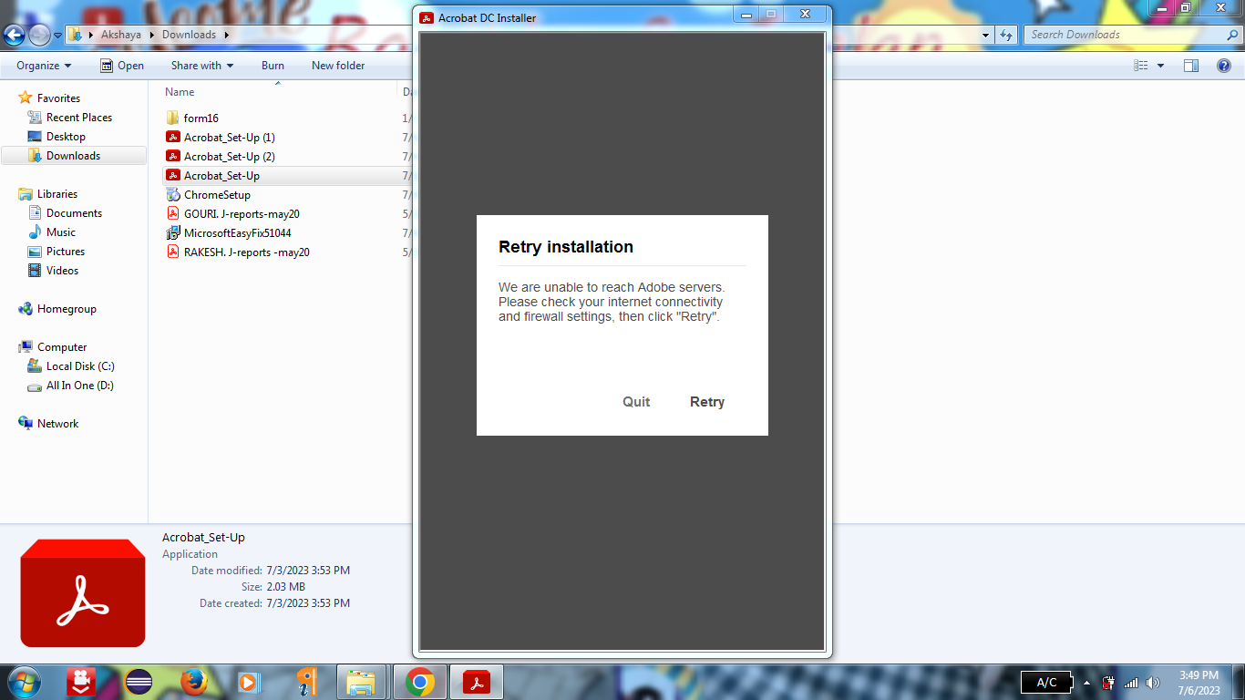 unable to download adobe acrobat reader dc