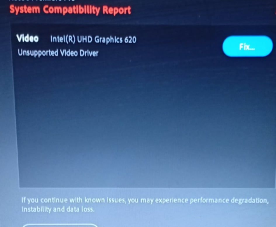 Solved System Compatibility Report Unsupported Video Dri Adobe Support Community