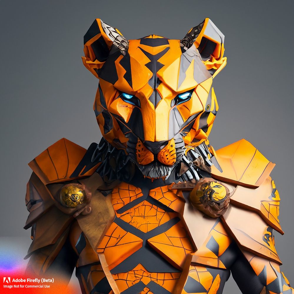 Firefly geometric mutant panther made of oranges wearing geometric warrior suit 95884.jpg