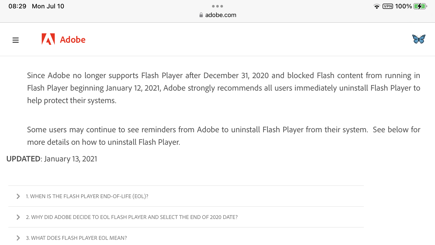 deleting flash player