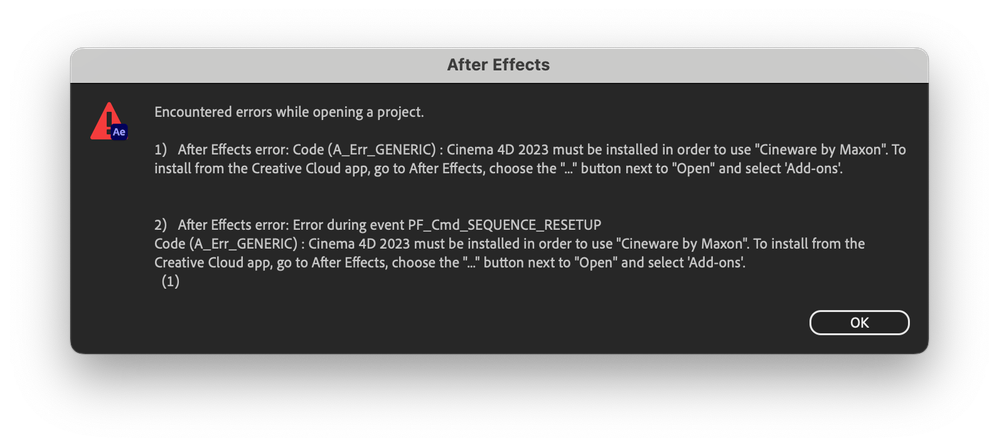 After Effects error: Code (A_Err_GENERIC) with Cin - Adobe 