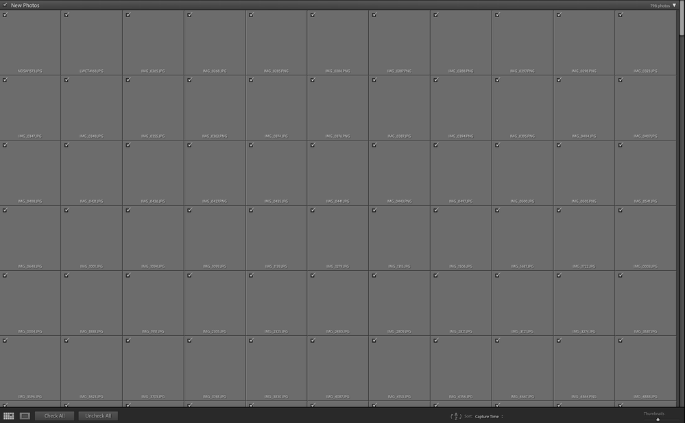 Import screen 12.4 not showing preview thumbnails with iPhone as camera.
