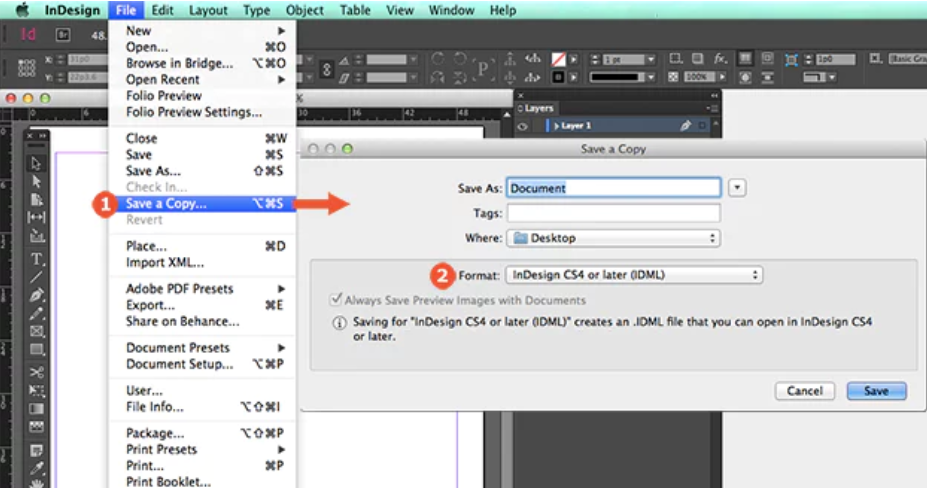 Solved How to downsave an InDesign file to open it in an