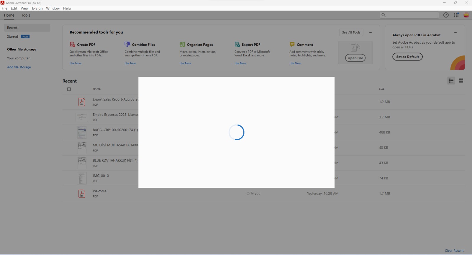 Loading issue while opening any PDF file on acroba... - Adobe Community ...